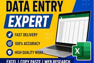 do data entry, copy paste, excel data entry and web research