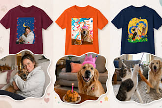 turn your pet photo into a custom t shirt design