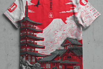 create a japanese t shirt illustration
