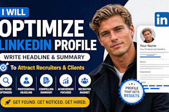 optimize linkedin profile, write headline summary to attract recruiters clients