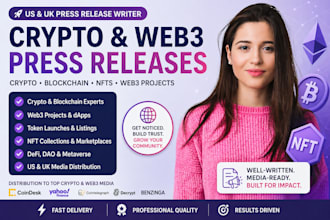 create SEO press release for crypto blockchain nft web3 for UK US