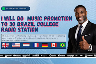 do music promotion to 30 brazil college radio station