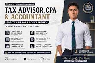 be your tax advisor, CPA and accountant for tax filing and bookkeeping