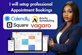 setup acuity scheduling, calendly, vagaro, square appointment booking website