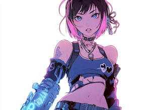 create anime character illustration with soft shadows