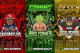 design a mascot logo for twitch, youtube, gaming, esports team, twitch,streamer