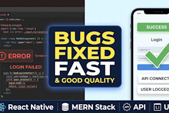 fix react native and mern applications bugs and errors quickly