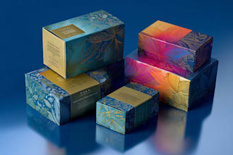 design creative box, pouch and label packaging design