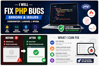 fix PHP, codeigniter, and laravel bugs and errors