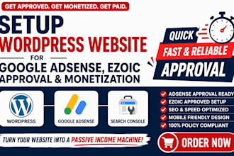 setup wordpress website for google adsense ezoic approval and monetization quick