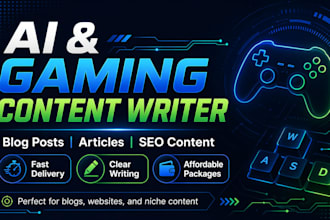 write ai and gaming blog posts articles and content