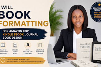 book formatting for amazon KDP, kindle ebook, journal book design