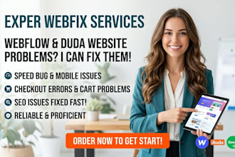 webflow duda speed bug mobile fix checkout error seo issue cart problem fix