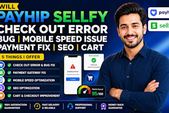pay hip sellfy checkout error bug mobile speed issue payment fix seo cart
