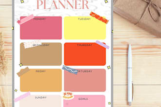 design printable weekly planner, cute planner, and digital