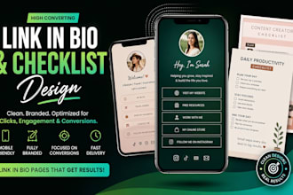 create link in bio page linktree design and checklist design