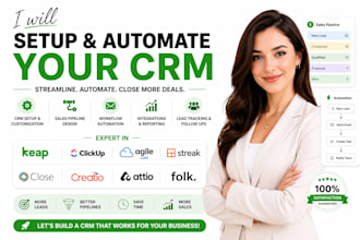 setup keap clickup agile streak close pipeline creatio attio folk crm automation