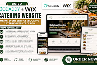 build godaddy catering menu event service booking catering wix website design