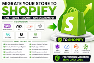 migrate woocommerce wix etsy squarespace godaddy bigcartel dora store to shopify