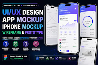 design modern UI UX mobile app mockup, iphone UI and wireframe