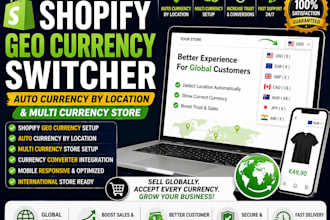 setup shopify currency converter, geo switch, international multi currency store