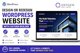 design, redesign wordpress website with oxygen builder landing page