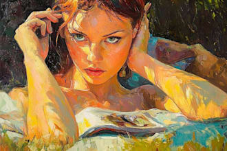 paint oil style portrait with soft realistic blending