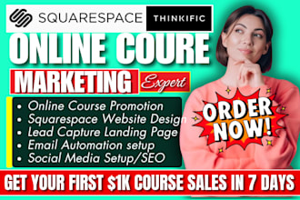create and upload online course on squarespace wix teachable landing page SEO