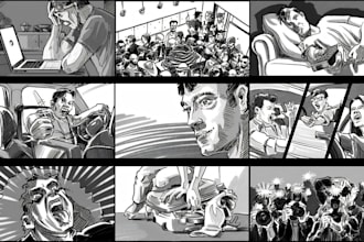 draw storyboard scene frame shortfilm video animatic cinematic storyboard artist