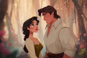 design a professional disney family portrait