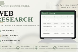 do web research and product research for ecommerce stores
