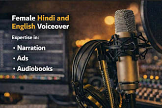 do clear and engaged female voiceover in hindi and english