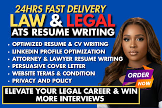 write ats optimized legal resume for lawyer barrister attorneys cover letter