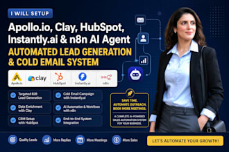 setup apollo io, clay com, hubspot, instantly ai, n8n ai agent