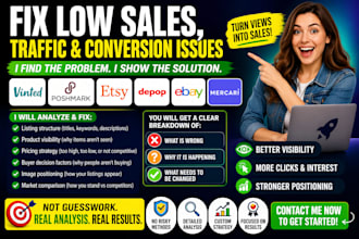 fix low sales, traffic and conversion issues on vinted, poshmark and etsy