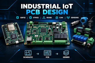 design industrial iot pcb with esp32, stm32, sensors, rs485 and can