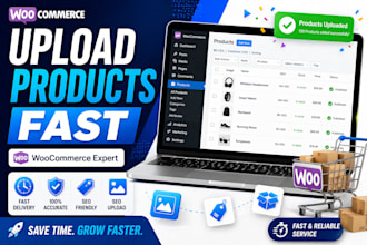 upload products to woocommerce store with variations and SEO