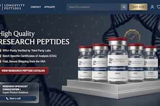build biotech website peptide  research website woocommerco website