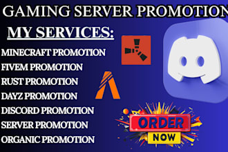 promote minecraft server promotion dayz,rust,fivem,gaming server,discord ad