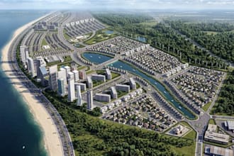design 3d large scale city master planning coastal city development urban layout