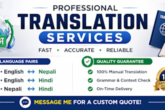 translate english, hindi and nepali professionally