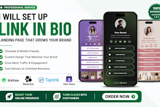 set up linktree, beacons, taplink, stan store, link in bio landing page