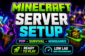 build pvp survival or minigame minecraft server setup