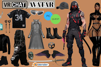 design and rig custom 3d clothing accessories asset vrc avatar vrchat outfit vrm