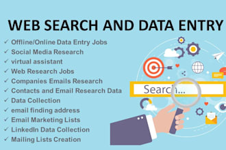 do data entry, data scraping, data mining, web searching