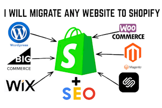 migrate wordpress, wix, squarespace, woocommerce and magento to shopify store