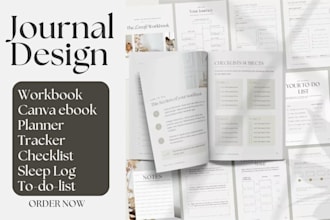 do canva ebook design, journal design workbook, book cover design for amazon KDP