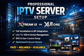 build a professional complete iptv server setup using xtream ui or xui one API