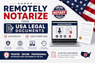 remotely notarize your USA legal documents, affidavits, usps form 1583, contract