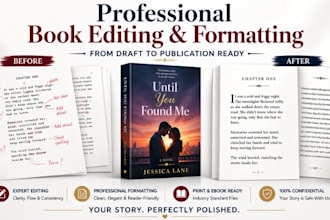 profread edit, format your fiction novel, memoir, romance book copy editor